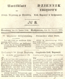 Amtsblatt der Königlichen Preussischen Regierung zu Bromberg. 1844.01.19 No.3