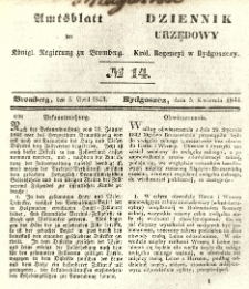 Amtsblatt der K&ouml;niglichen Preussischen Regierung zu Bromberg. 1844.04.05 No.14