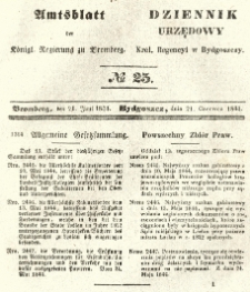 Amtsblatt der K&ouml;niglichen Preussischen Regierung zu Bromberg. 1844.06.21 No.25