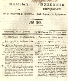 Amtsblatt der K&ouml;niglichen Preussischen Regierung zu Bromberg. 1844.07.26 No.30