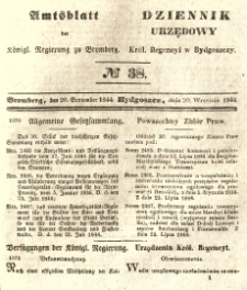 Amtsblatt der K&ouml;niglichen Preussischen Regierung zu Bromberg. 1844.09.20 No.38