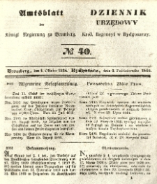 Amtsblatt der K&ouml;niglichen Preussischen Regierung zu Bromberg. 1844.10.04 No.40