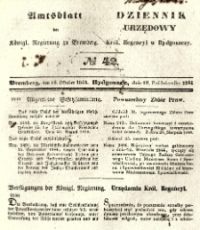 Amtsblatt der K&ouml;niglichen Preussischen Regierung zu Bromberg. 1844.10.18 No.42