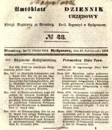 Amtsblatt der K&ouml;niglichen Preussischen Regierung zu Bromberg. 1844.10.25 No.43
