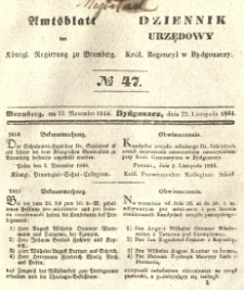 Amtsblatt der K&ouml;niglichen Preussischen Regierung zu Bromberg. 1844.11.22 No.47