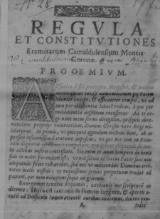 Regula S[ancti] Benedicti. Et constitutiones Congregationis Eremitarum Camaldulensium Montis Coronae [...]