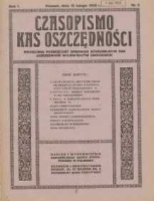 Czasopismo Kas Oszczędności: miesięcznik poświęcony sprawom Komunalnych Kas Oszczędności wojew&oacute;dztw zachodnich 1926.02.15 R.1 Nr2