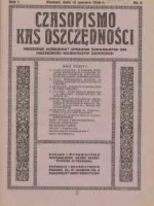 Czasopismo Kas Oszczędności: miesięcznik poświęcony sprawom Komunalnych Kas Oszczędności wojew&oacute;dztw zachodnich 1926.06.15 R.1 Nr6
