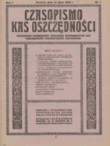 Czasopismo Kas Oszczędności: miesięcznik poświęcony sprawom Komunalnych Kas Oszczędności wojew&oacute;dztw zachodnich 1926.07.15 R.1 Nr7