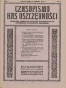 Czasopismo Kas Oszczędności: miesięcznik poświęcony sprawom Komunalnych Kas Oszczędności wojew&oacute;dztw zachodnich 1926.08.15 R.1 Nr8