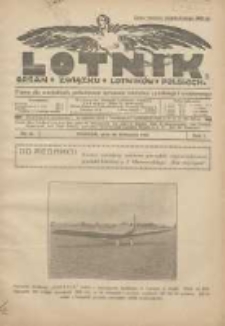 Lotnik: organ Związku Lotników Polskich: pismo dla wszystkich poświęcone sprawom lotnictwa cywilnego i wojskowego 1924.11.20 R.1 Nr15