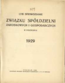 LVIII Sprawozdanie Związku Spółdzielni Zarobkowych i Gospodarczych w Poznaniu 1929