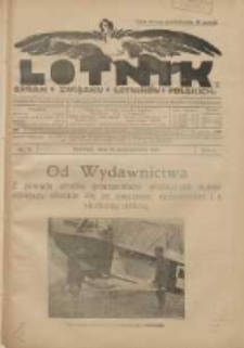 Lotnik: organ Związku Lotników Polskich: pismo dla wszystkich poświęcone sprawom lotnictwa cywilnego i wojskowego 1924.10.20 R.1 Nr14