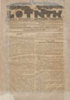 Lotnik: organ Związku Lotnik&oacute;w Polskich 1924.02.15 R.1 Nr1