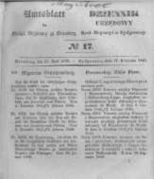 Amtsblatt der K&ouml;niglichen Preussischen Regierung zu Bromberg. 1846.04.17 No.17
