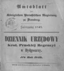 Amtsblatt der K&ouml;niglichen Preussischen Regierung zu Bromberg. 1849.01.05 No.1