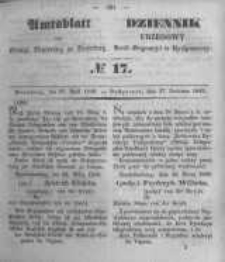 Amtsblatt der K&ouml;niglichen Preussischen Regierung zu Bromberg. 1849.04.27 No.17