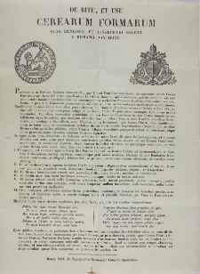 De ritu et usu cerearum formarum que benedici, et consecrari solent a Romano Pontifice