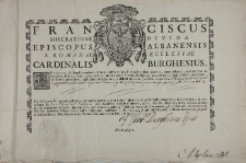 Dokument autentyczności relikwii św. Filipa Neri 2.IV.1754