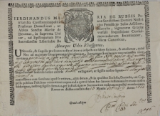 Dokument autentyczności relikwii drzewa Krzyża św. przekazanych 12.X.1769 roku Kongregacji Oratorium św. Filipa Neri w Gostyniu