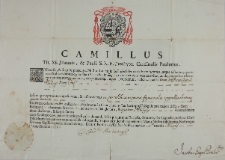 Dokument autentyczności relikwii św. Filipa Neri 22.III.1755
