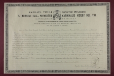 Dokument zezwalający na koronację obrazu Matki Boskiej Świętog&oacute;rskiej z Gostynia na prawie papieskim