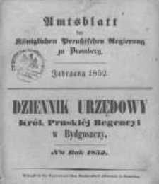 Amtsblatt der K&ouml;niglichen Preussischen Regierung zu Bromberg. 1852.01.02 No.1