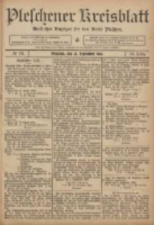 Pleschener Kreisblatt: Amtlicher Anzeiger f&uuml;r den Kreis Pleschen 1906.09.12 Jg.54 Nr73