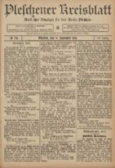 Pleschener Kreisblatt: Amtlicher Anzeiger f&uuml;r den Kreis Pleschen 1906.09.19 Jg.54 Nr75