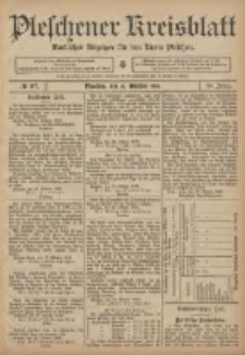 Pleschener Kreisblatt: Amtlicher Anzeiger f&uuml;r den Kreis Pleschen 1906.10.31 Jg.54 Nr87