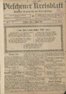 Pleschener Kreisblatt: Amtlicher Anzeiger f&uuml;r den Kreis Pleschen 1907.01.02 Jg.55 Nr1