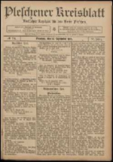 Pleschener Kreisblatt: Amtlicher Anzeiger für den Kreis Pleschen 1907.09.14 Jg.55 Nr74