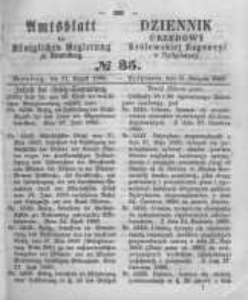Amtsblatt der K&ouml;niglichen Preussischen Regierung zu Bromberg. 1860.08.31 No.35