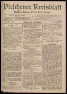Pleschener Kreisblatt: Amtlicher Anzeiger f&uuml;r den Kreis Pleschen 1909.04.03 Jg.57 Nr27