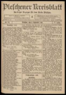 Pleschener Kreisblatt: Amtlicher Anzeiger f&uuml;r den Kreis Pleschen 1909.09.08 Jg.57 Nr72