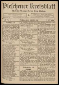 Pleschener Kreisblatt: Amtlicher Anzeiger für den Kreis Pleschen 1909.09.08 Jg.57 Nr72