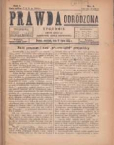 Prawda Odrodzona: tygodnik: organ opozycji Narodowej Partii Robotniczej 1926.07.18 R.1 Nr4