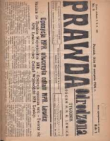 Prawda Odrodzona: tygodnik: organ opozycji Narodowej Partii Robotniczej 1926.08.29 R.1 Nr9