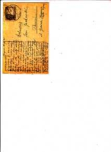 Widok&oacute;wka J&oacute;zefa Kostrzewskiego do Jana Jachowskiego z wierszykiem okolicznościowym