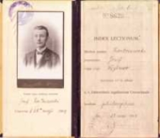 Indeks Józefa Kostrzewskiego z Uniwersytetu Jagiellońskiego w Krakowie