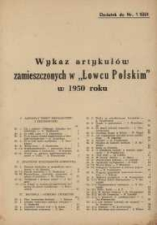 Łowiec Polski. Wykaz artykuł&oacute;w. Rok 1950.