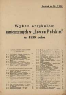 Łowiec Polski. Wykaz artykułów. Rok 1950.