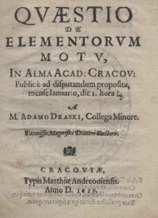 Quaestio de elementorum motu