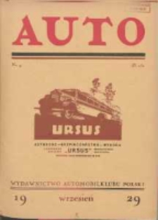 Auto: ilustrowane czasopismo sportowo-techniczne: organ Automobilklubu Polski oraz Klub&oacute;w Afiliowanch: revue sportive et technique de l' automobile: organe officiel de l'Automobile-Club de Pologne et des clubs afili&eacute;s 1929 wrzesień R.8 Nr9