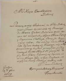 List Przezbowskiego do ks. Burkiewicza z 7.X.1809