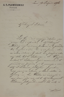 List J. T. Plewkowskiego z 29.I.1898
