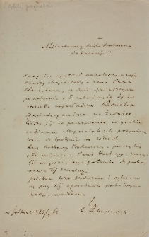List dotyczący śmierci i pochówku córki hrabiny Mycielskiej z 20.IV.1862