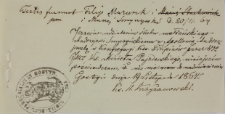 Dokument poświadczający udzielenie ślubów z 19.XI.1864
