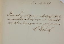 Zezwolenie na pochowanie Andrzeja Stelmaszaka na cmentarzu klasztornym z 13.VIII.1867