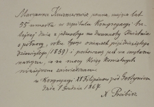 Zaświadczenie o poch&oacute;wku Marianny Kucznierowicz na cmentarzu klasztornym z 1.XII.1867